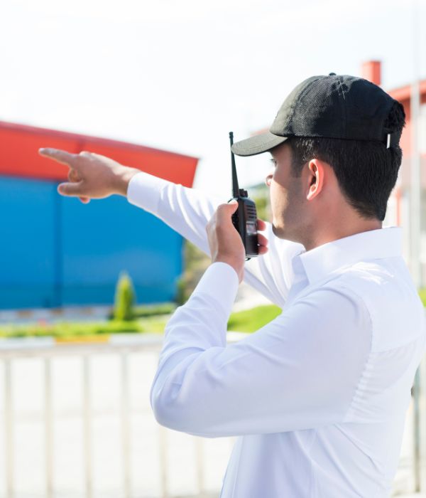 JK Security Solutions team providing security services at a construction site, ensuring a safe working environment.